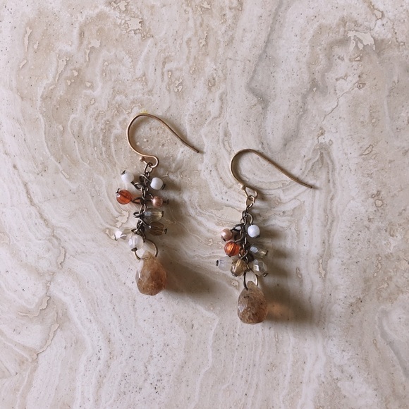 Amber Orange Bead Earrings - Picture 1 of 1